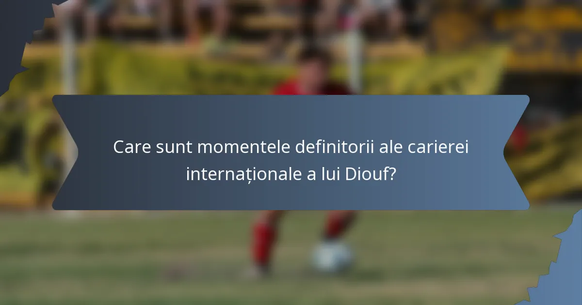 Care sunt momentele definitorii ale carierei internaționale a lui Diouf?