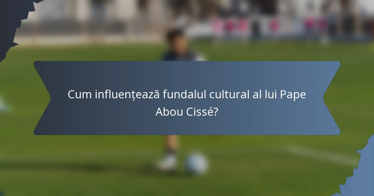 Cum influențează fundalul cultural al lui Pape Abou Cissé?